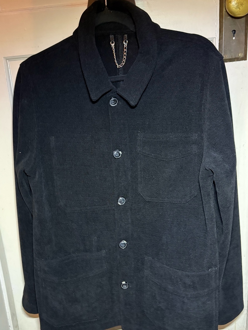 Men's Black Button-Up Jacket with Patch Pockets x RNT23